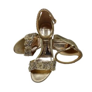 Badgley Mischka Gold Embellished Women's Sandals
